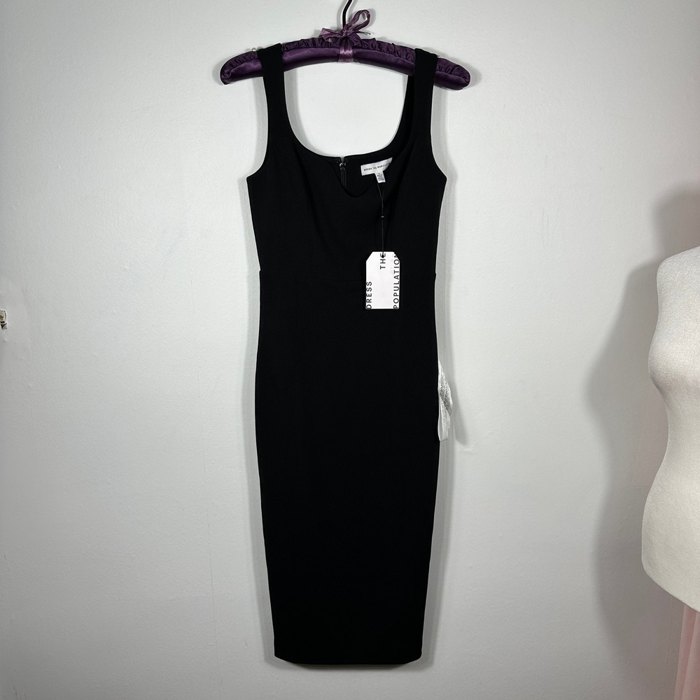 Dress The Population Sloan Black Sleeveless Sheath Midi Dress Women's Small NWT - Picture 8 of 16